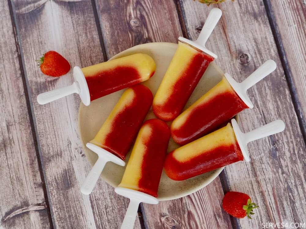 Pineapple Ice Pops with Strawberry